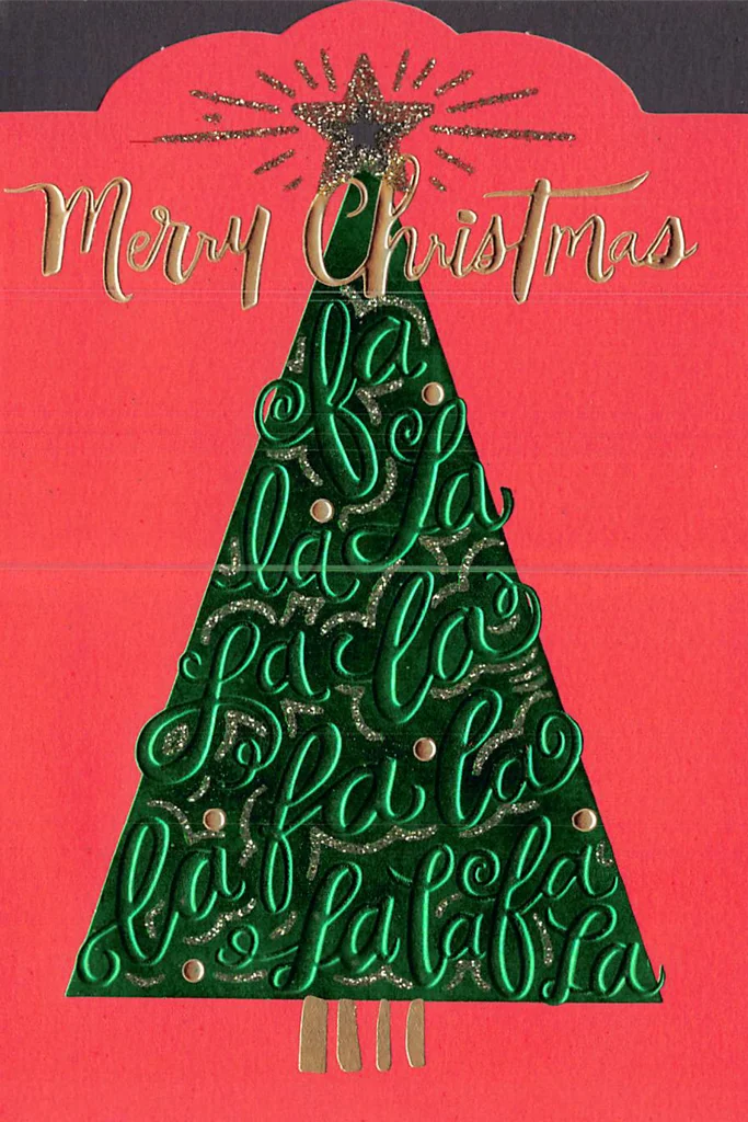 Christmas card containing the patient's hand-written testimonial